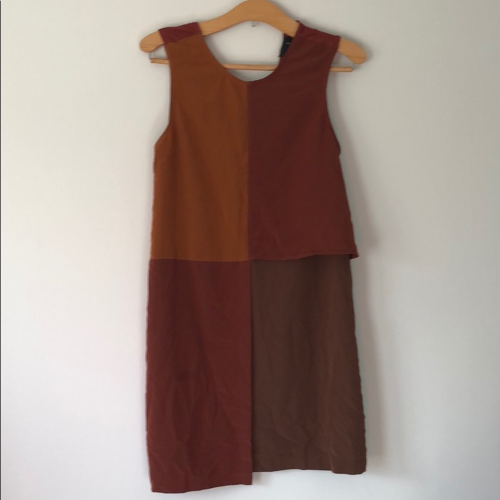(Zara) colorblock special edition brown shirt